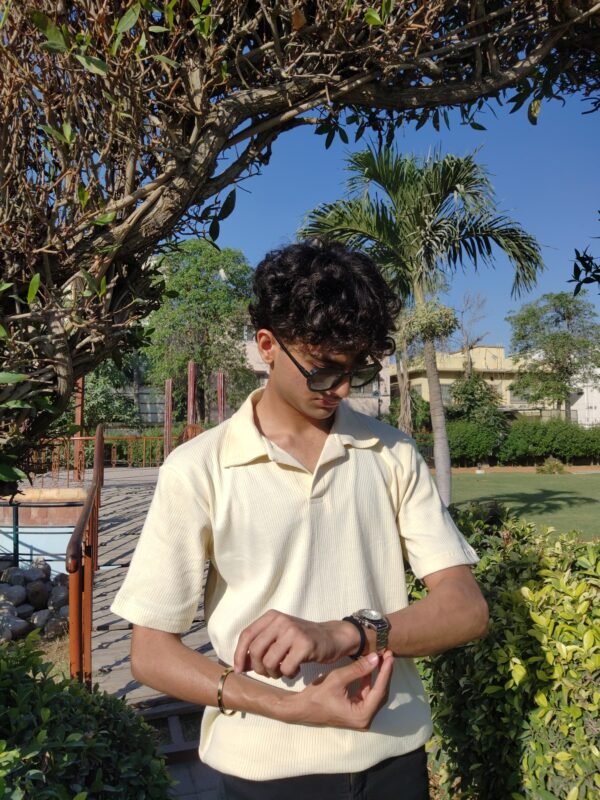 OFF WHITE DROP KNEEDLE POLO T-SHIRT